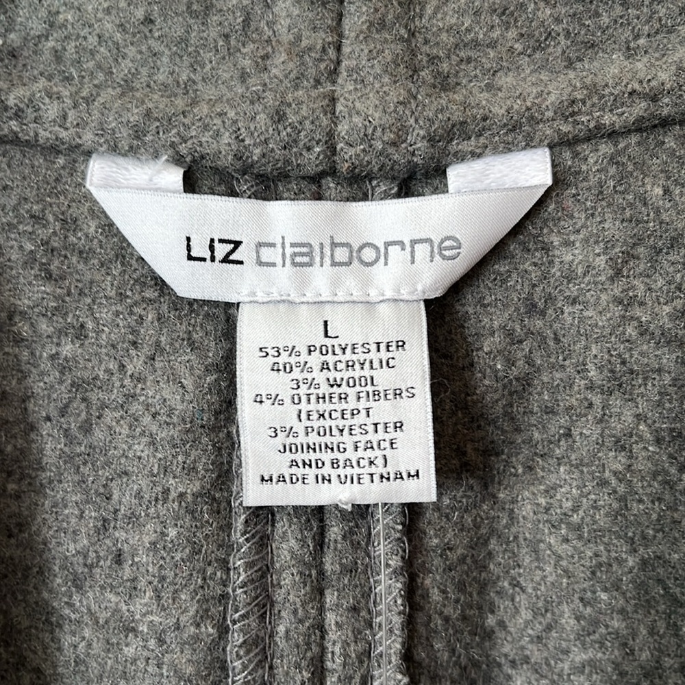 NWT Liz Claiborne Blazer Crisp and Cool Smoke Heat Color Size Large Black Trim - Picture 3 of 14